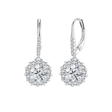 925 Sterling Silver Moissanite 1ct Earrings 26x11mm Pavé White Gold for Women - 0