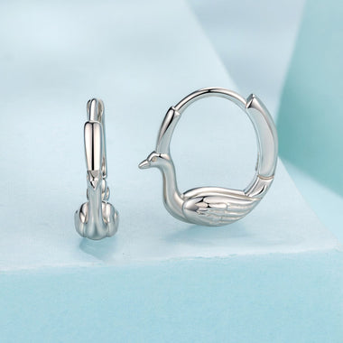 925 Sterling Silver Plated White Gold Hoop Earrings for Women - 0