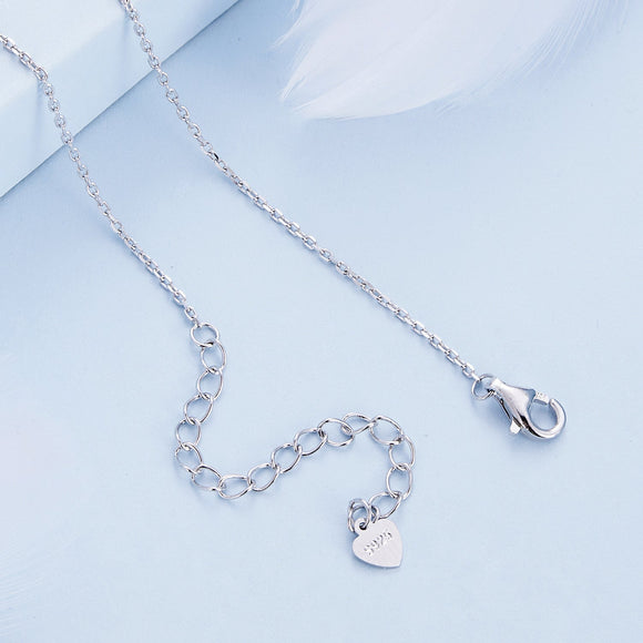 925 Sterling Silver Necklace with Pavé Setting CZ and Spinel Pendant