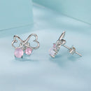 925 Sterling Silver Earrings with Pavé Setting CZ and Transparent Glass for Women-4