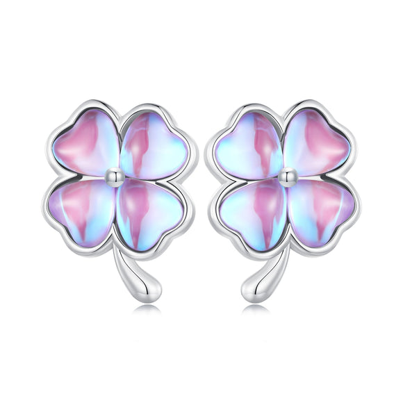 925 Sterling Silver Transparent Glass Earrings for Women