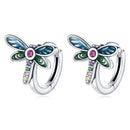 925 Sterling Silver Dragonfly Earrings with CZ and Enamel - 0.9 cm for Women-1