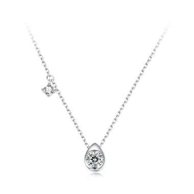 925 Sterling Silver + Moissanite Adjustable Necklace for Women - White Gold 0.5ct & 0.1ct - 0