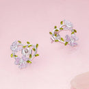 925 Sterling Silver Enamel CZ Plated Earrings-4