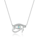 925 Sterling Silver Opal Necklace with CZ and Platinum Plating, Adjustable Length 45cm, Women’s Jewelry-1