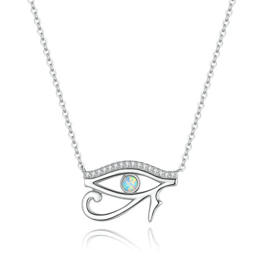 925 Sterling Silver Opal Necklace with CZ and Platinum Plating, Adjustable Length 45cm, Women’s Jewelry