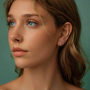 925 Sterling Silver Earrings with Pavé Setting CZ in White Gold Finish, 1x0.7cm for Women-7