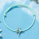 925 Sterling Silver Adjustable Bracelet with Enamel and Transparent Glass Pendant for Women-3