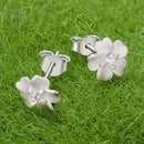 925 Sterling Silver Earrings with Pavé Setting CZ and White Gold Plating, 0.8cm for Women-3