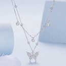 925 Sterling Silver Butterfly Necklace with Pavé Setting CZ, 40cm Length for Women-4