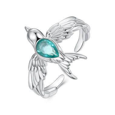 925 Sterling Silver Transparent Glass Ring for Women - 0
