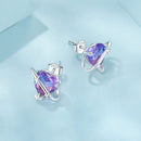 925 Sterling Silver Earrings with CZ and Transparent Glass in White Gold Plating for Women-4