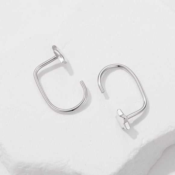 925 Sterling Silver Brass Earrings with White Gold Plating 1.4cm for Women