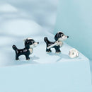925 Sterling Silver Enamel Oxidized Silver Earrings 0.9*1.0cm for Women-2