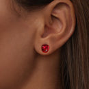 925 Sterling Silver Earrings with Synthetic Spinel & Enamel, 1.1x0.8cm for Women-5