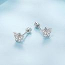925 Sterling Silver White Gold Plated Earrings with CZ-4