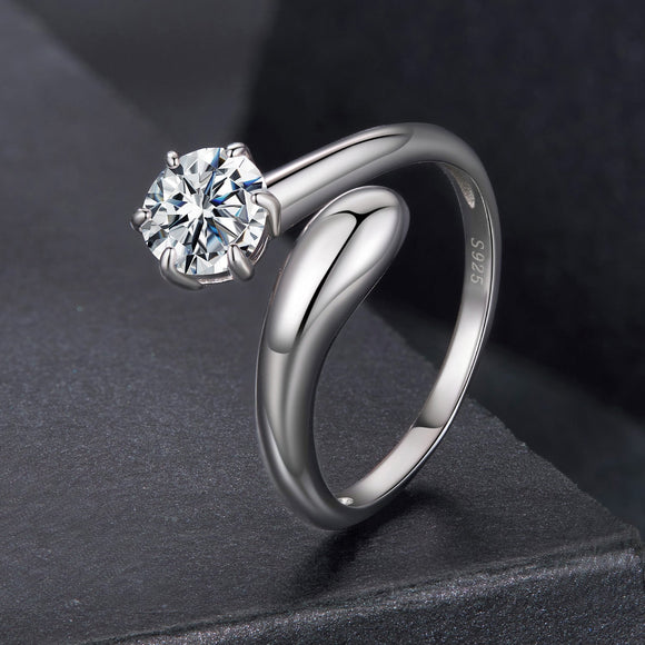 925 Sterling Silver 1 Carat Moissanite Ring for Women