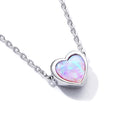 925 Sterling Silver and Platinum Plated Translucent Opal Necklace, 43.5cm Adjustable Chain, for Women-2