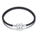 925 Sterling Silver Leather 17cm Bracelet with Oxidized CZ for Women-1