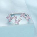 925 Sterling Silver White Gold Plated Ring with Enamel and CZ for Women-5