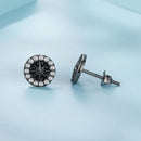 925 Sterling Silver Black Gold Plated Pavé CZ Earrings with Enamel for Women-4