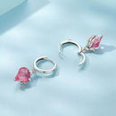 925 Sterling Silver Earrings with Transparent Glass, 28x9mm, Women's Jewelry-5