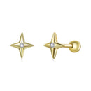 925 Sterling Silver Pavé CZ Gold Plated Earrings-2