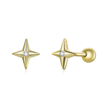 925 Sterling Silver Pavé CZ Gold Plated Earrings - 0