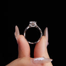 925 Sterling Silver Moissanite Ring in Size 7 with Pavé Setting for Women-5