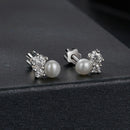 925 Sterling Silver 0.1 Carat Moissanite and Pearl Earrings for Women-6