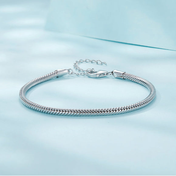925 Sterling Silver Plated Platinum Bracelet with Adjustable Length for Women