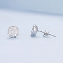 925 Sterling Silver Earrings with Pavé Setting CZ, 7mm, Plated Platinum for Women-5