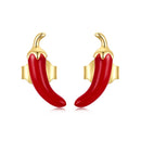 925 Sterling Silver Gold Plated Enamel Earrings for Women-1