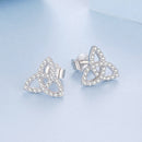 925 Sterling Silver White Gold Plated Pavé CZ Earrings-3