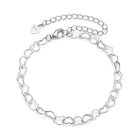 925 Sterling Silver Plated White Gold Adjustable Bracelet for Women