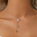 925 Sterling Silver 5mm Moissanite Necklace with Pavé Setting in White Gold, 450mm Length for Women-8