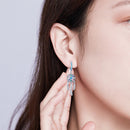925 Sterling Silver Oxidized Silver Pavé CZ Earrings for Women, Size: 4*1 cm-6