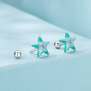 925 Sterling Silver Enamel White Gold Plated Earrings-3