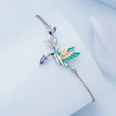 925 Sterling Silver Enamel Plated Platinum Bracelet with CZ, Adjustable Length for Women-6