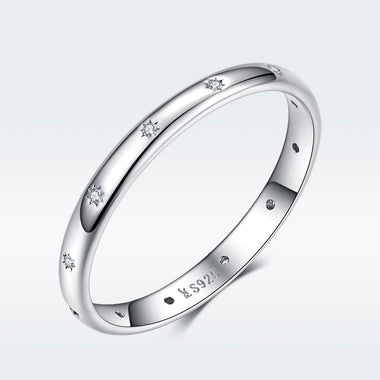 925 Sterling Silver Size 6.0 Plated Platinum Pavé Setting CZ Ring for Women - 0