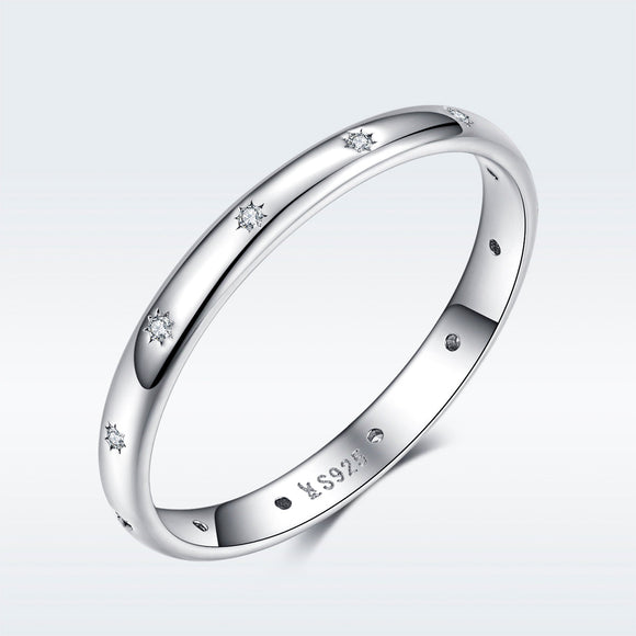 925 Sterling Silver Size 6.0 Plated Platinum Pavé Setting CZ Ring for Women