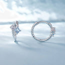 925 Sterling Silver Earrings with Spinel and CZ, 13x7mm, Plated Platinum for Women-3