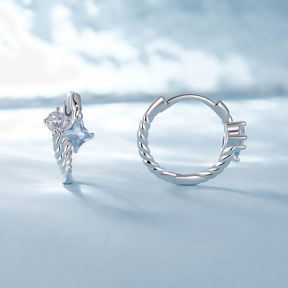 925 Sterling Silver Earrings with Spinel and CZ, 13x7mm, Plated Platinum for Women
