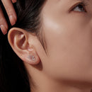 925 Sterling Silver White Gold Plated Pavé Set CZ Earrings - Small Size-7