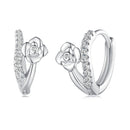 925 Sterling Silver Platinum Plated Pavé CZ Earrings-2