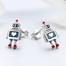 925 Sterling Silver 1.3cm Oxidized Enamel Earrings for Women-3