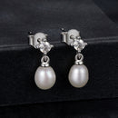 925 Sterling Silver Moissanite 0.10 Carat Earrings with Freshwater Pearl for Women-2