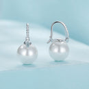 925 Sterling Silver Earrings with Quality Shell Pearl and CZ, 21*11mm, for Women-3