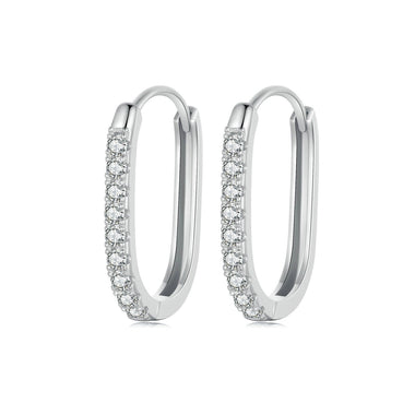 925 Sterling Silver Earrings with Pavé Setting CZ in Platinum for Women - 0