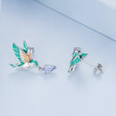 925 Sterling Silver Enamel Pavé Setting CZ Earrings-3